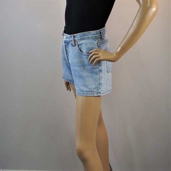 Vintage Denim Jean Shorts Steel Denim Button Fly High Waisted Made in USA - Picture 4 of 13